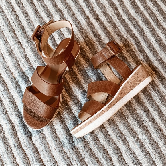 Ellen Degeneres Shoes - Strappy Wedge Leather Sandals